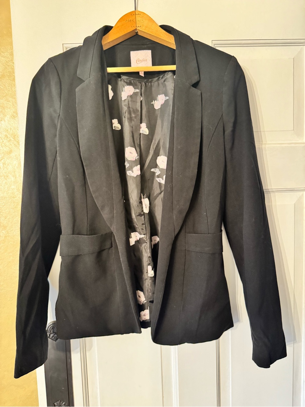 Women's Black Blazer with Floral Lining